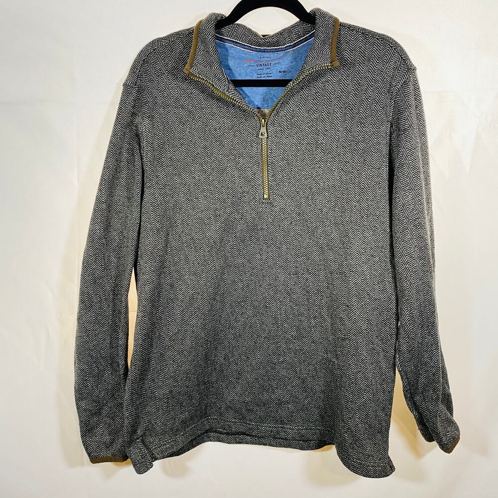 Men's Weatherproof Herringbone Quarter Zip ‎ Pullover Sweater Medium
